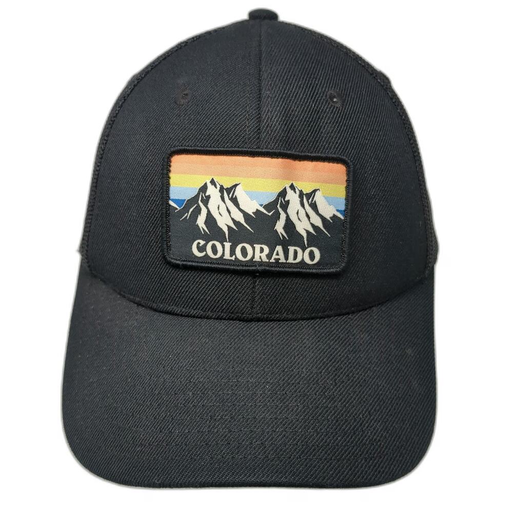 Local Crowns Trucker Hat Black One Size Colorado Mountains Patch Snapback